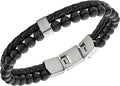 Men's Stainless Steel and Genuine Leather and/or Beaded Bracelet for Men