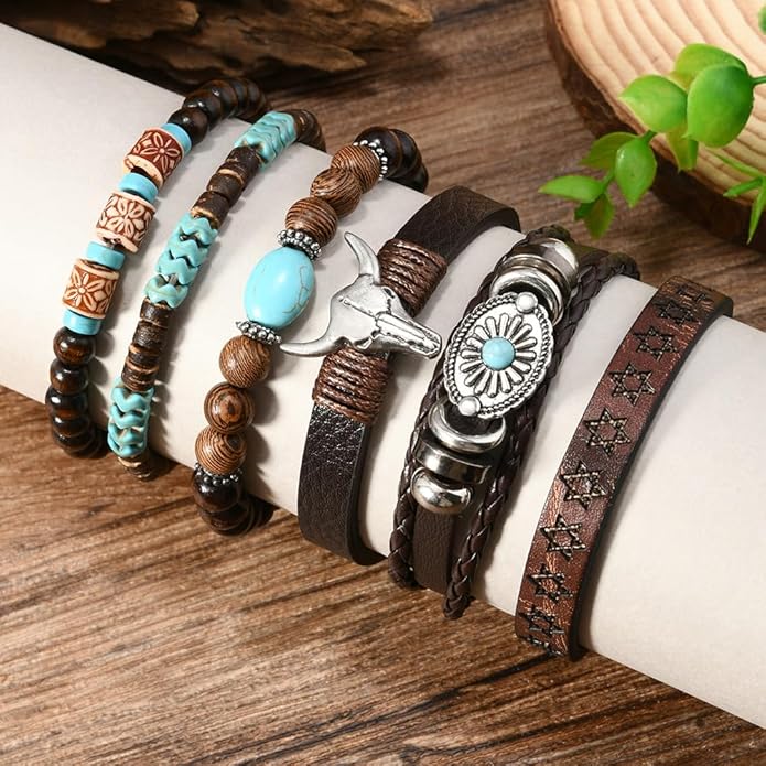 Western Turquoise Beaded Bracelet, Chic Stack Beaded Western Style for Country Concerts, Cowgirl Outfits & Boho Jewelry