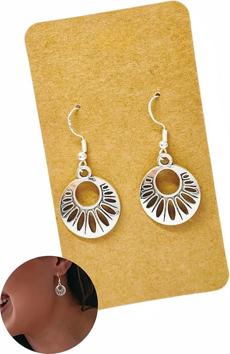 Silver Dangle Earrings on 925 Sterling Silver Wire, Fashion Trendy Handmade Earrings for Women Girls, Hypoallergenic