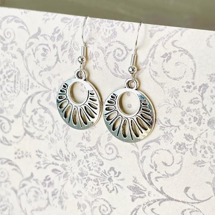 Silver Dangle Earrings on 925 Sterling Silver Wire, Fashion Trendy Handmade Earrings for Women Girls, Hypoallergenic