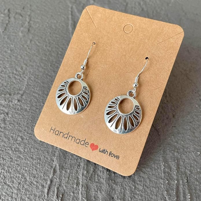 Silver Dangle Earrings on 925 Sterling Silver Wire, Fashion Trendy Handmade Earrings for Women Girls, Hypoallergenic