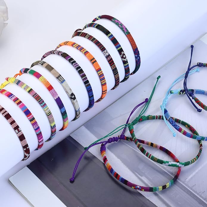 24Pcs Adjustable Boho Bracelet & Anklet Set, Waterproof Beach Jewelry for Men Women