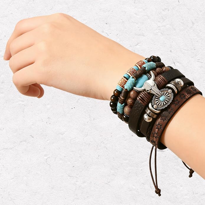 Western Turquoise Beaded Bracelet, Chic Stack Beaded Western Style for Country Concerts, Cowgirl Outfits & Boho Jewelry